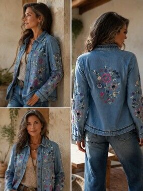 Denim & Co Embroidered Demin Shirt